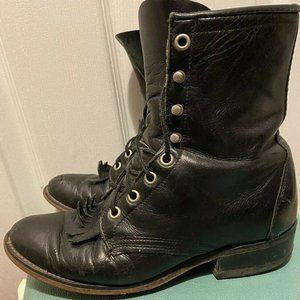 Laredo Lace Up Leather Western Granny Style Roper Boots